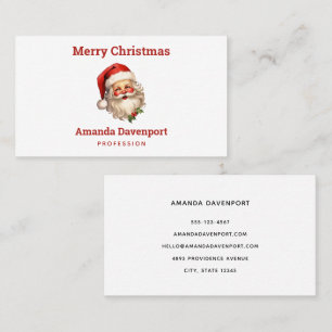 Carte De Visite Noël de style rétro Holly Jolly Santa Claus