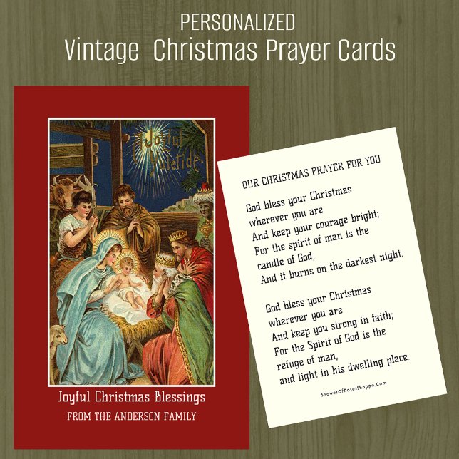 Carte De Visite Noël Epiphanie Nativité Prière personnalisée (Vintage Religious Christmas Prayer Cards to send with Christmas Cards)