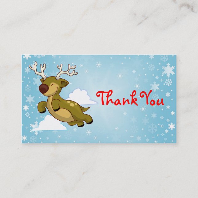 Carte De Visite Noël Reindeer Merci (Devant)