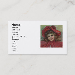 Carte De Visite Noël Victorien Enfant Rouge Casquette Portrait Fil