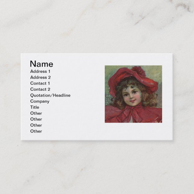 Carte De Visite Noël Victorien Enfant Rouge Casquette Portrait Fil (Devant)