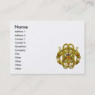 Carte De Visite NŒUDS CELTIQUES OR DRAGONS JUMEAUX Perle noire et