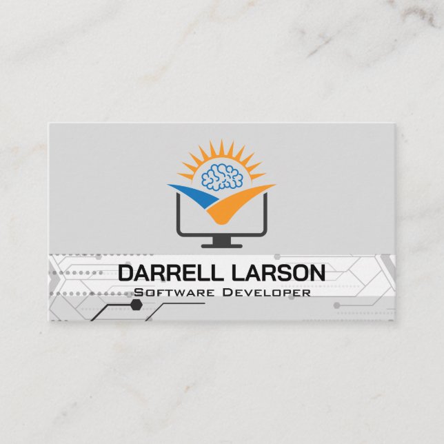 Carte De Visite Noeuds technologiques | Brain Computer Logo (Devant)