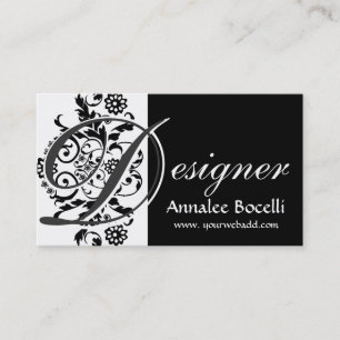 Carte De Visite Noir à la mode élégant de dentelle floral vinta