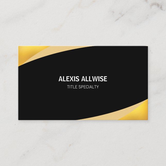 Carte De Visite Noir Abstrait et or (Devant)