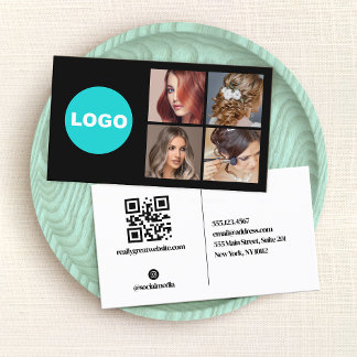 Carte De Visite Noir Ajouter logo Social Media Networking Photo