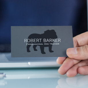 Carte De Visite Noir anglais de silhouette de bouledogue sur le