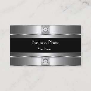 Carte de visite noir argenté aspect bijou