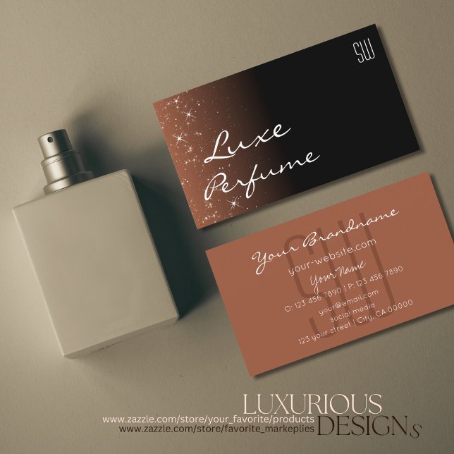 Carte De Visite Noir Beige Brown avec Parties scintillant Étoiles  (Créateur téléchargé)