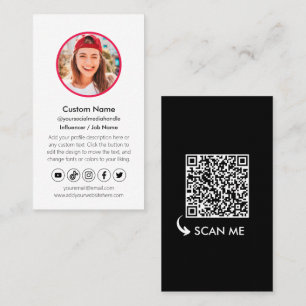 Carte De Visite Noir Blanc Creator QR Code Social Media