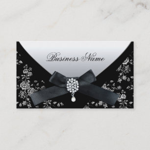 Carte de visite Noir Blanc Damassé Sac Bijou