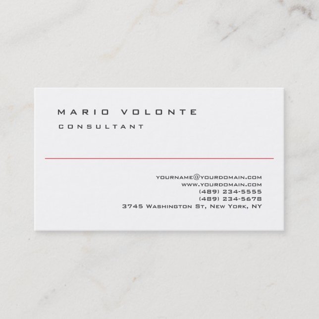 Carte De Visite Noir Blanc Élégant Simple Plain Professionnel (Devant)