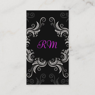 Carte De Visite Noir blanc et rose Accent Vintage conception