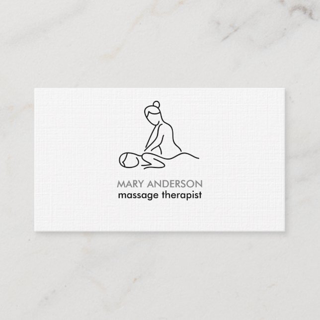 Carte De Visite Noir Blanc Gris Massage Spa Masseuse (Devant)