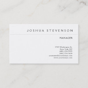 Carte De Visite Noir & blanc minimaliste élégant Plain moderne