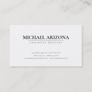 Carte De Visite Noir & Blanc Minimaliste Simple Plaque