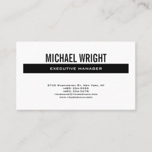 Carte De Visite Noir Blanc Moderne Plaine Simple Minimaliste