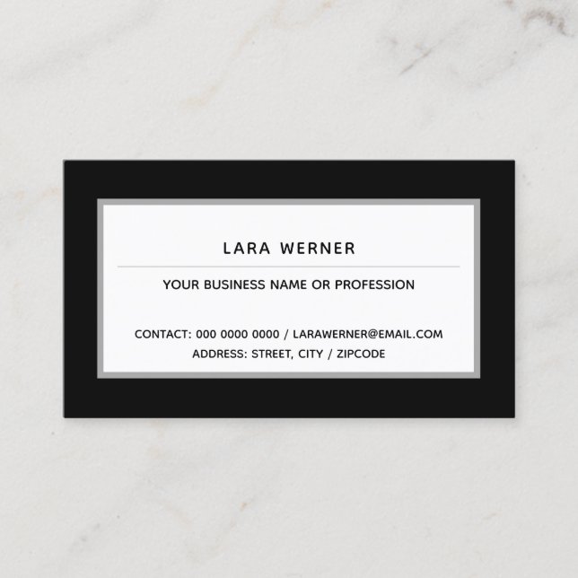Carte De Visite noir blanc moderne rectangulaire professionnel (Devant)