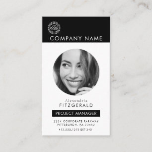 Carte De Visite Noir Blanc   Photo moderne noir blanc QR Code