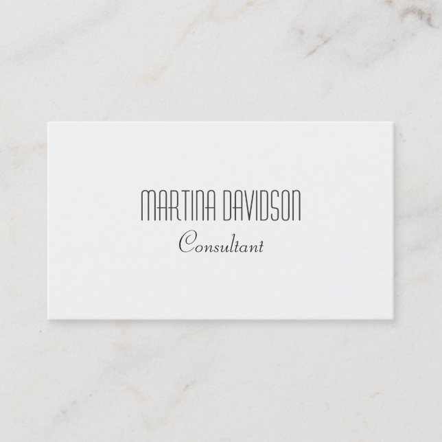 Carte De Visite Noir Blanc Simple Moderne Script (Devant)