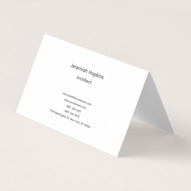 Carte De Visite Noir Blanc Simple Plain Architect Premium Pearl (Devant)