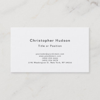 Carte De Visite Noir & Blanc Simple Plain Minimaliste