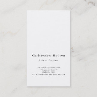 Carte De Visite Noir & Blanc Simple Plain Minimaliste