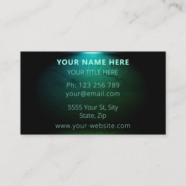 Carte de visite noir bleu turquoise sous les proje (Devant)