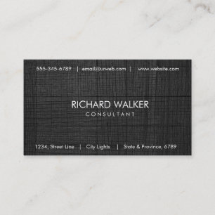 Carte De Visite Noir Bois élégant Moderne Blanc Professionnel