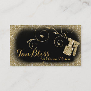 Carte De Visite Noir bronzage de parties scintillantes d'or du jet