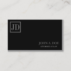 Carte De Visite Noir d'avocat de mandataire/monogramme carré
