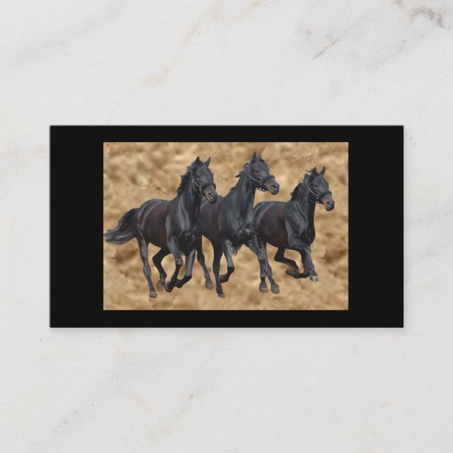 Carte de visite noir de beautés de chevaux (Devant)