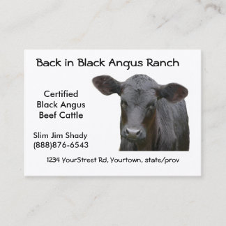 Carte de visite noir de bétail d'Angus