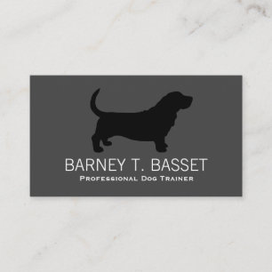 Carte De Visite Noir de silhouette de Basset Hound sur le gris