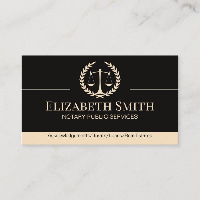 Carte De Visite Noir des services publics notaires (Devant)