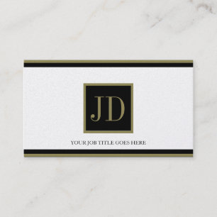 Carte De Visite Noir d'or de YourJobTitle/monogramme carré d'or