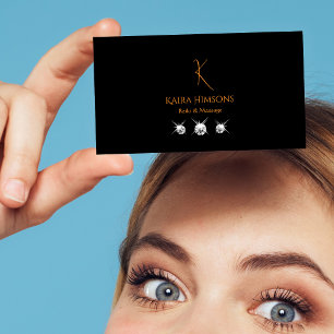 Carte De Visite Noir élégant avec monogramme et bijoux Cool modern