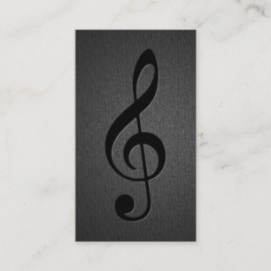 Carte De Visite Noir élégant de symbole musical de clef de