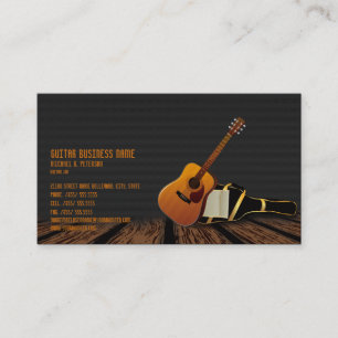 Carte de visite noir élégant moderne de guitare 