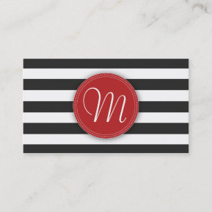 Carte de visite noir et blanc de monogramme de