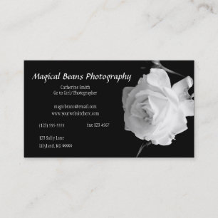 Carte de visite noir et blanc de profil de rose