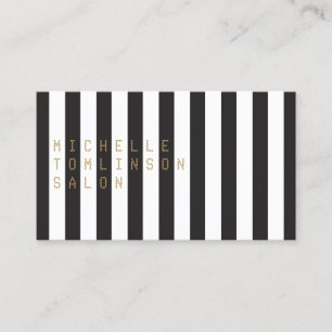 Carte de visite noir et blanc de salon de rayures