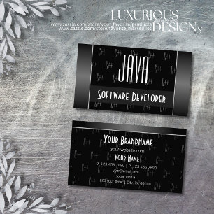 Carte De Visite Noir et blanc élégant avec lettres à motifs