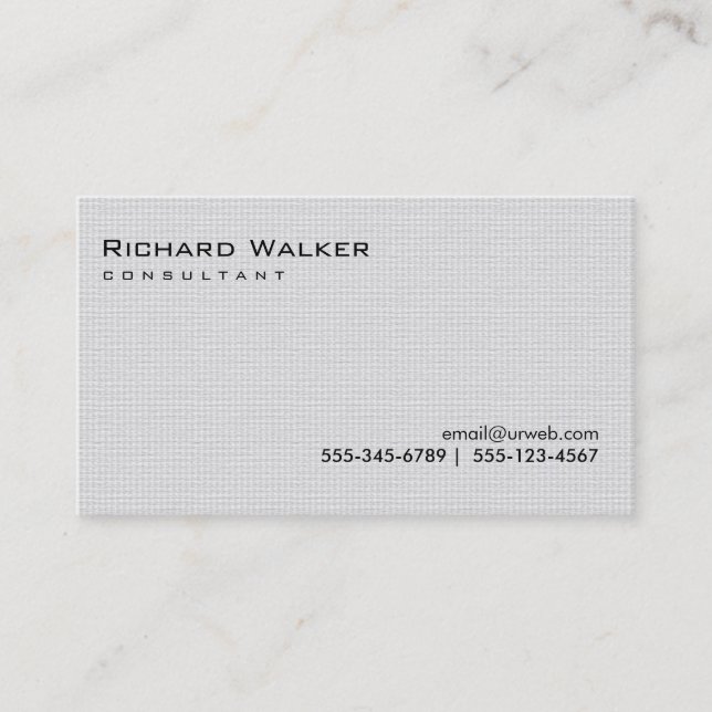 Carte De Visite Noir et blanc Gris professionnel Cool simple (Devant)