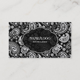 Carte De Visite Noir et blanc Retro Paisley Motif 3 Design