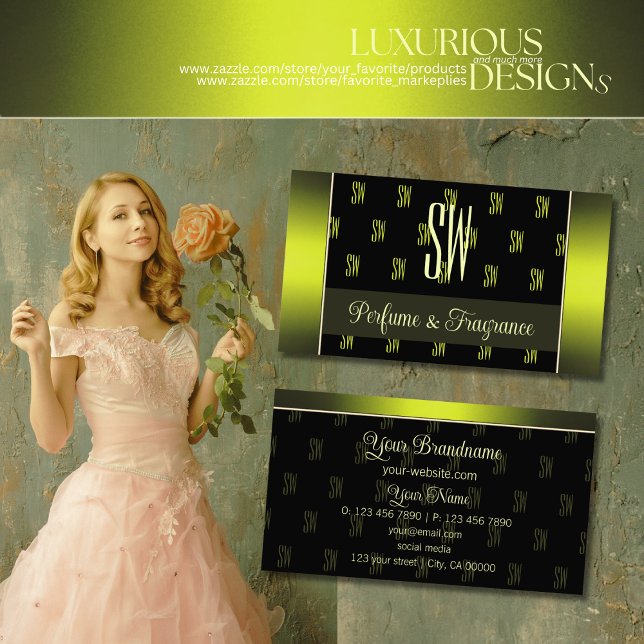 Carte De Visite Noir et Jaune flashy avec Monogram Professional (Créateur téléchargé)