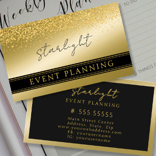 Carte de visite noir et or étincelant