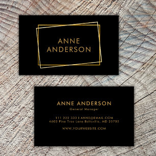 Carte De Visite Noir Et Or Professionnel Simple Et Minimal