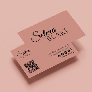 Carte De Visite Noir et rose minimaliste | Code QR moderne