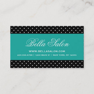 Carte De Visite Noir et Turquoise Cute Pois moderne